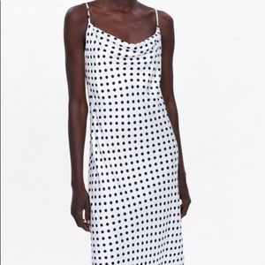 Zara polkadot satin dress medium new with tags